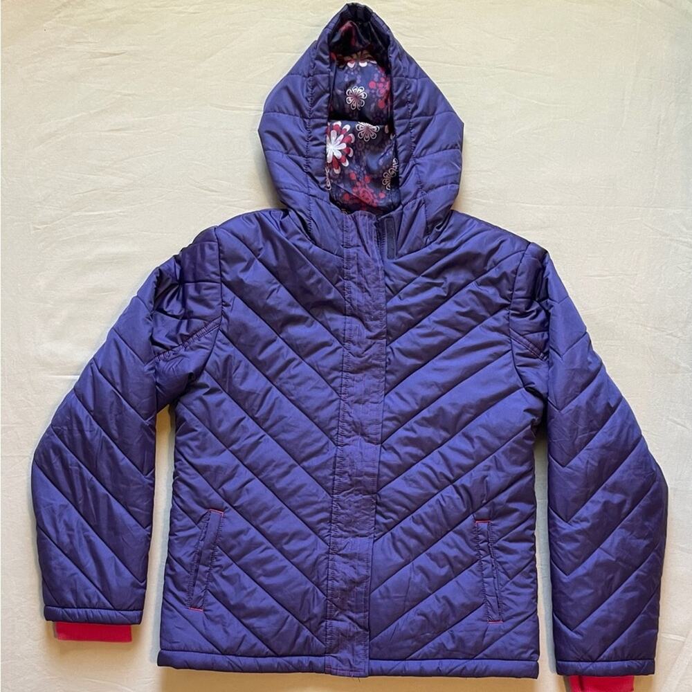 Slalom Purple and Pink Girls Hooded Ski Jacket Size XL 14/16